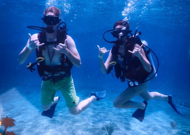 Darrin and Irene enjoying their first scuba diving experience.